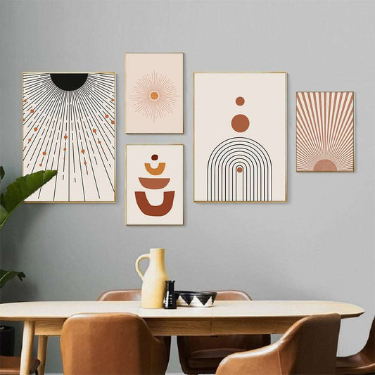 Geometric Sun Abstract Bohemian Style Decorative Canvas Painting - RUVIJU™ Posters & Prints Posters & Prints   