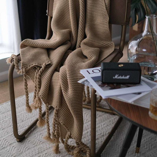 Knitted Blanket - RUVIJU™ Blankets & Throws Blankets & Throws Camel  