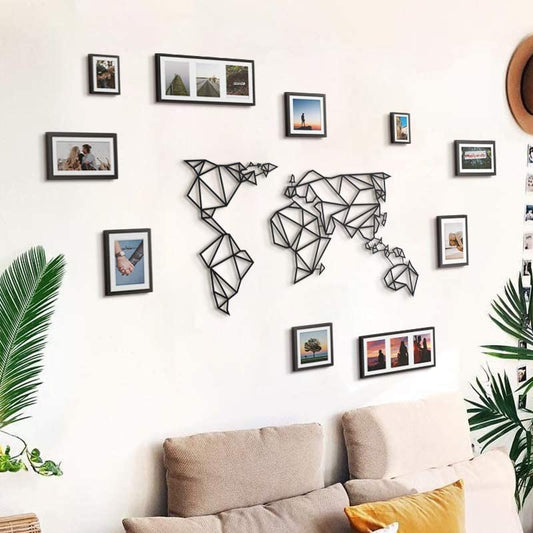 World Map Black Metal Wall Art Decoration - RUVIJU™ Home Decore Decore   